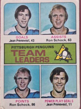 RARE, VINTAGE, 1974 OPEE CHEE, PITTSBURGH PENGUINS, TEAM LEADERS HOCKEY CARD!!!